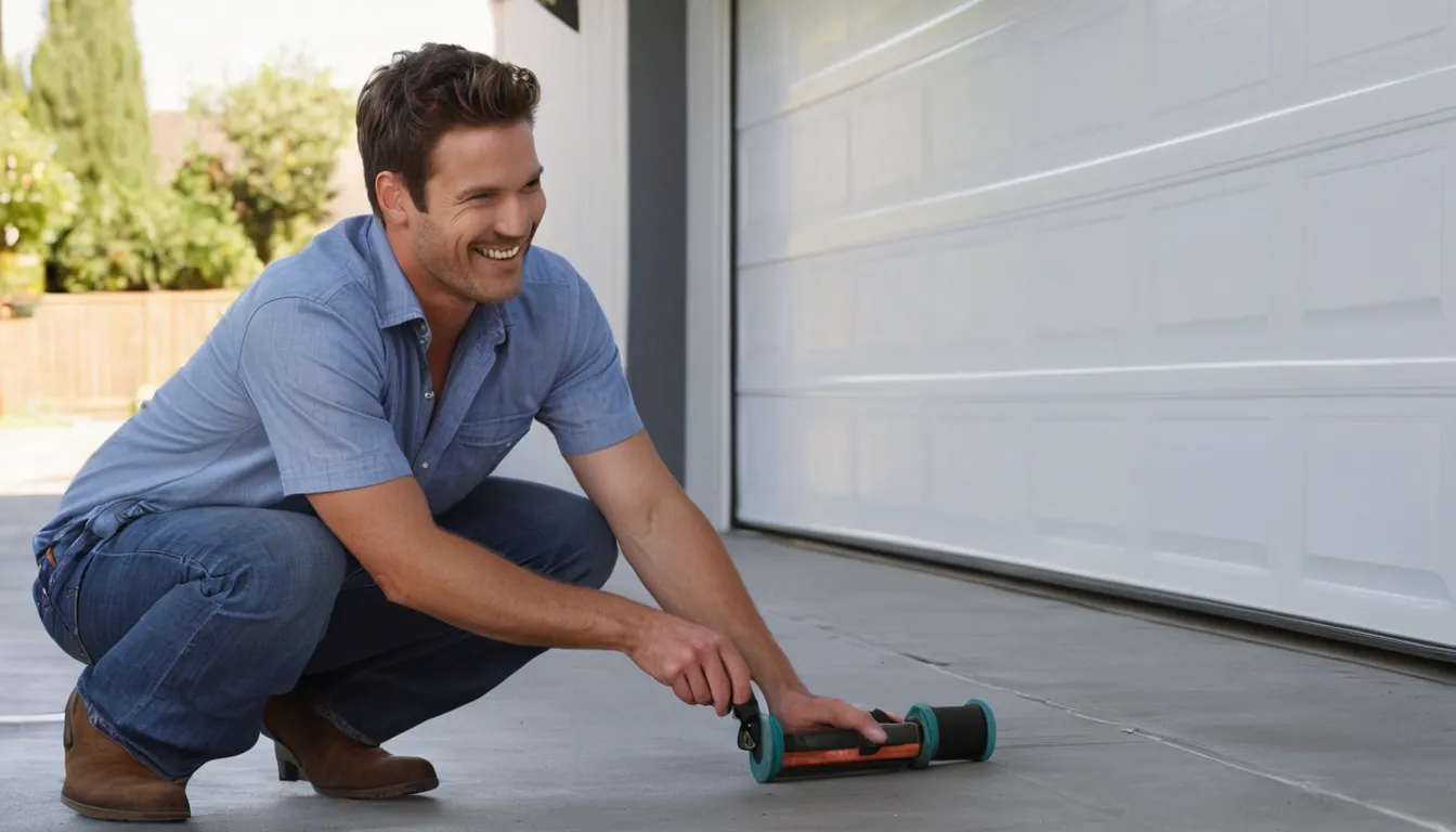 A provider checking a garage door track for a St. Petersburg homeowner